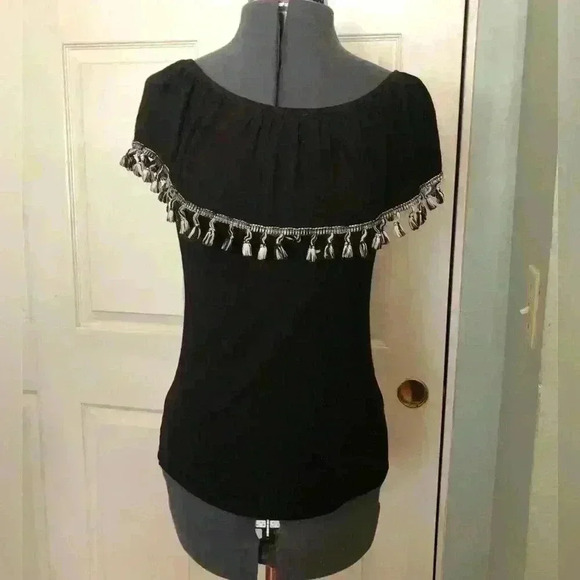 SCOBE BLACK WHITE SENORITA TOP MEDIUM - Picture 1 of 5